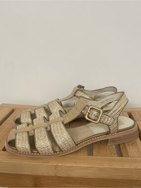 Dolce Vita Beige Woven Leather Gladiator Sandals